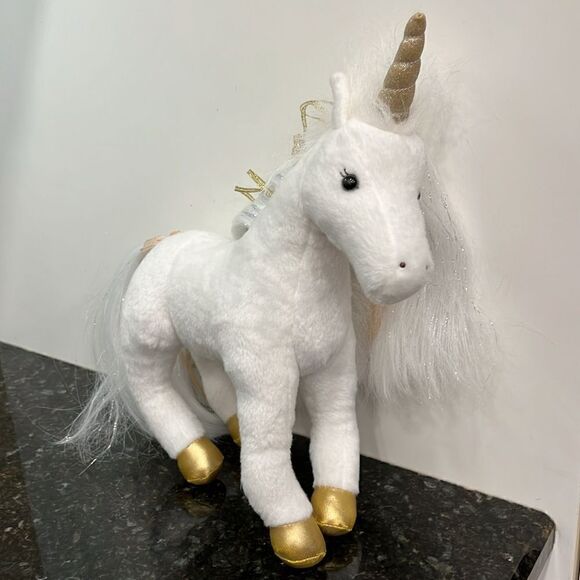 DOUGLAS 2018 White GOLDEN PRINCESS UNICORN 12" Plush Cuddle Toys #764 - Picture 3 of 8